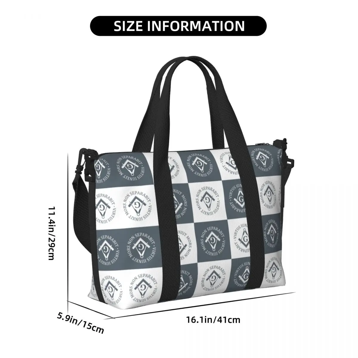 Custom F-Freemasons Sign Tote Bag Women Large Capacity Masonic Beach Gym Travel Bags