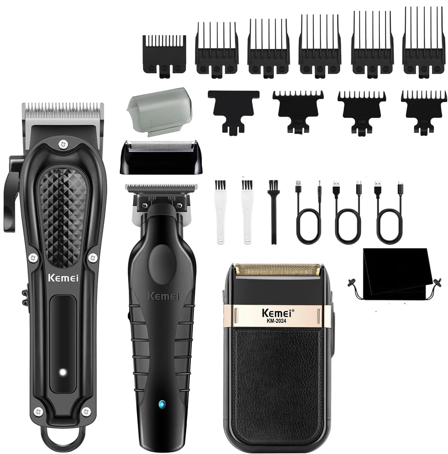 

Kemei Professional Hair Clippers Men Cordless Trimmer Foil Shaver Set Rechargeable Razor Electric Barber Hair Cutting Machine