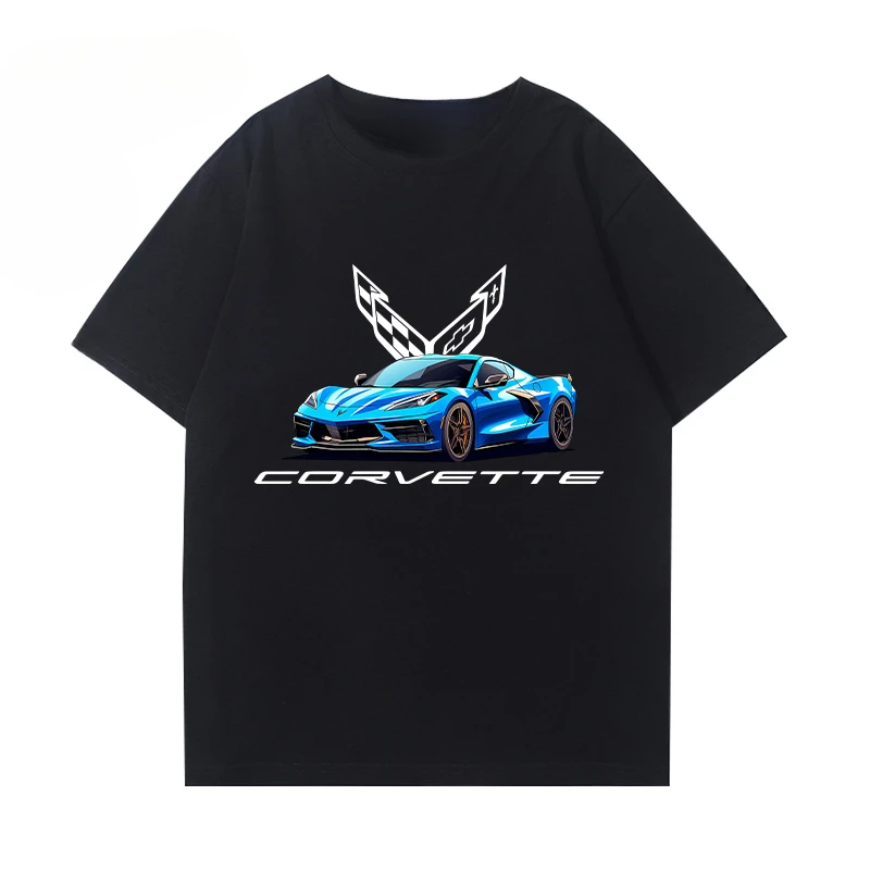 

2025 Corvette C8 Supercar Modified Culture T-Shirt High Quality T2K Men's Women's Summer Cotton Casual Sports Street T-Shirt
