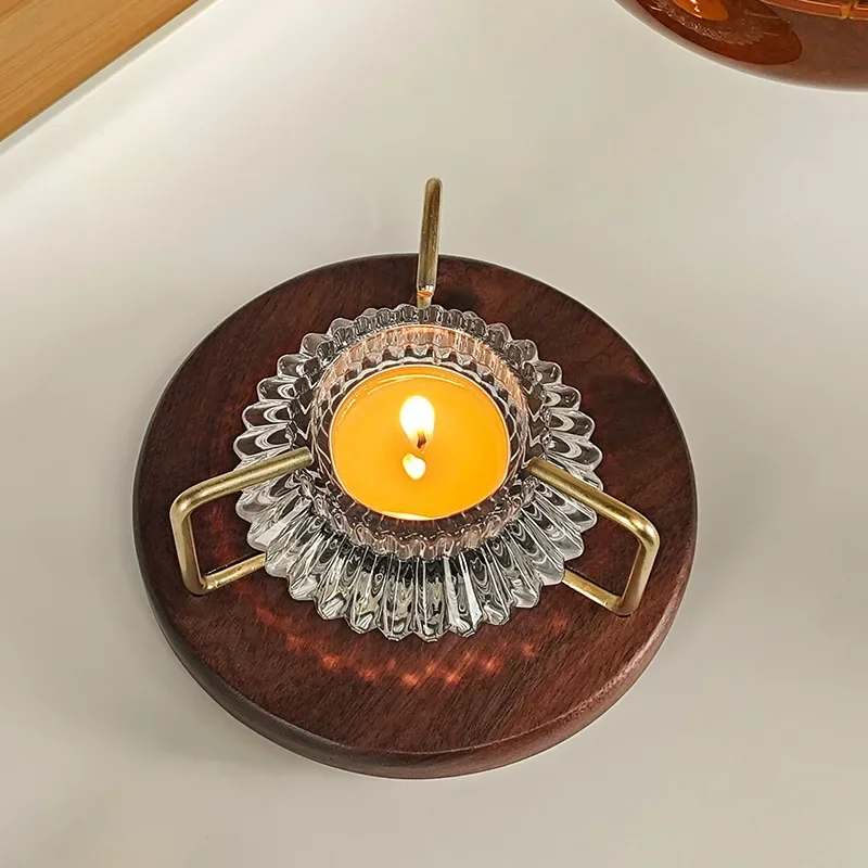 

Black walnut candle warm tea base Home office outdoor camping atmosphere portable glass teapot