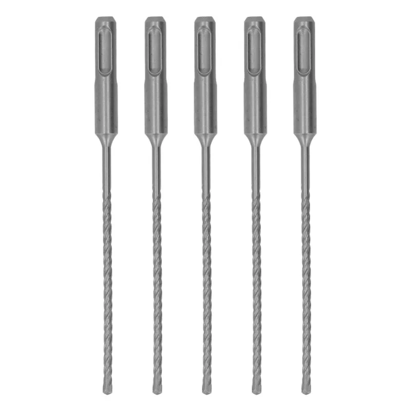 5Pcs Rotary Hammer Drill Bit 160mm Length 2 Flute Self Centering Carbide Tip Impact Drill Bits For Brick Stone Concrete 4mm-18mm