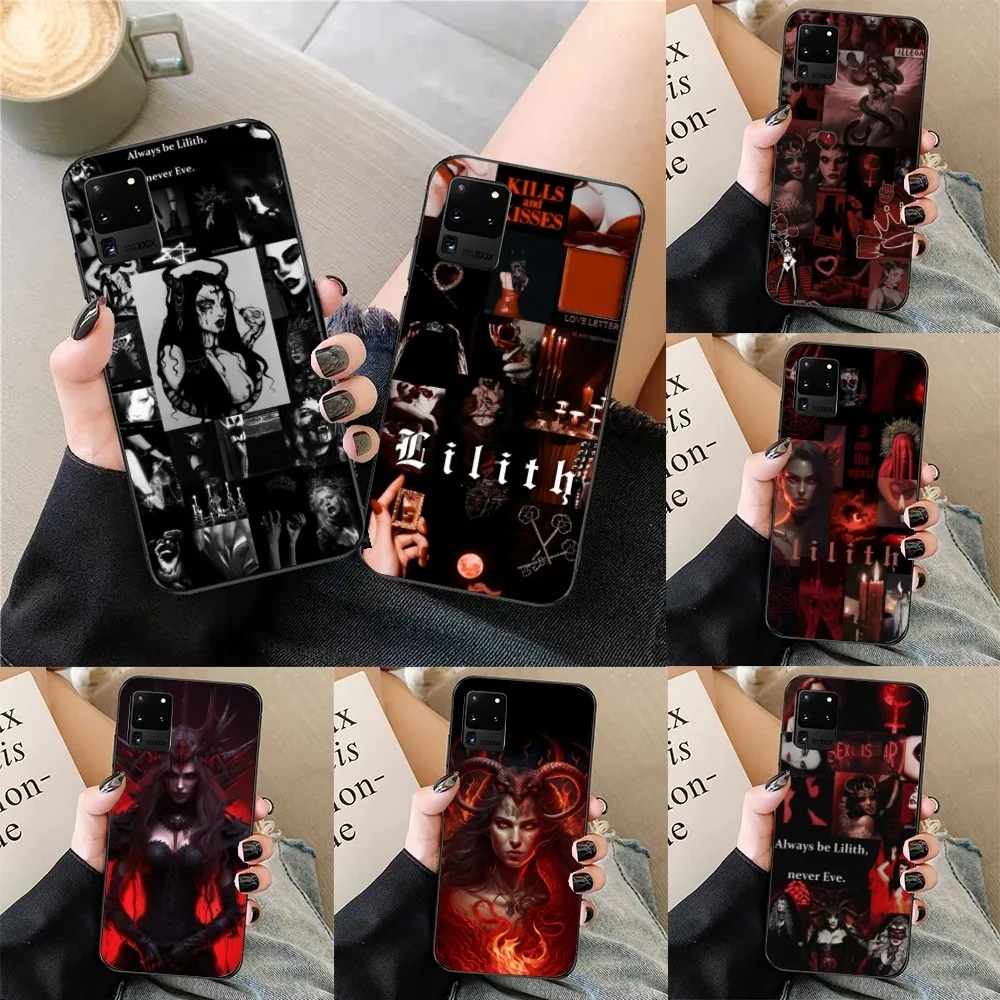 Lilith Fashion Mobile Cell Phone Case for Samsung Galaxy S23 S22 S21 S10 S9 S8 Plus Ultra Black Soft Phone Cover Funda