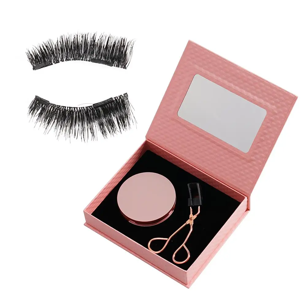 ขนตาแม่เหล็ก2คู่พร้อมที่ดัดขนตาปลอมแม่เหล็กสำหรับผู้หญิง3D S2G0เครื่องสำอางนำกลับมาใช้ใหม่ได้อย่างเป็นธรรมชาติ