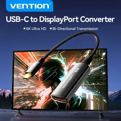 Vention 8K USB C do DisplayPort Kabel USB typu C męski do DP żeński Adapter do telefonu Tablet Laptop Monitor Dwukierunkowy USB-C