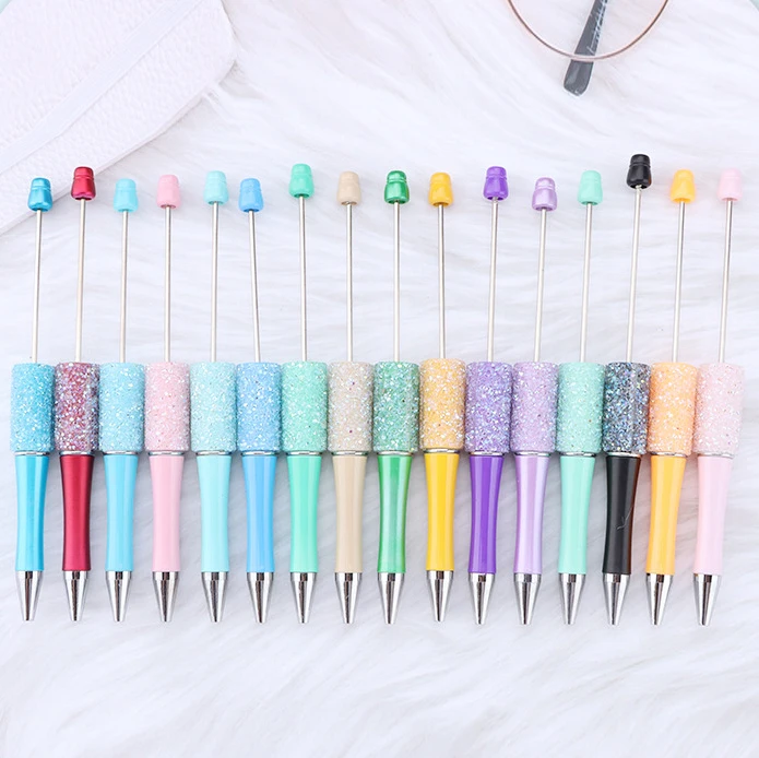 60Pcs Wholesale Full Star Beaded Pen Creative DIY Handmade Sticker Set Diamond Beaded Ballpoint Pens Advertising Gift Pen