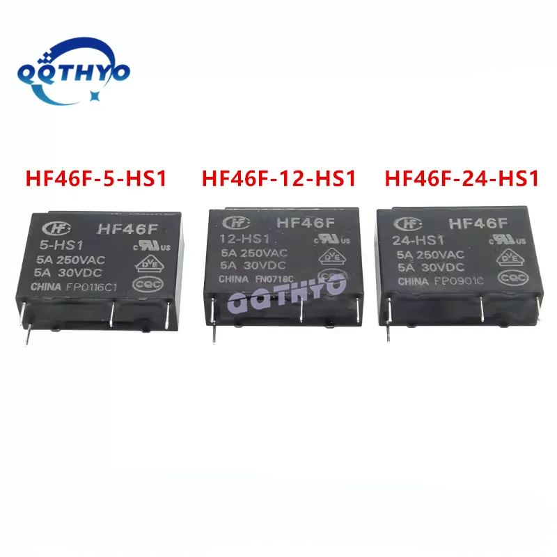 10 pz relè di potenza HF46F-005-HS1 HF46F-012-HS1 HF46F-024-HS1 HF46F 5-HS1 12-HS1 24-HS1 5A 250VAC 30VDC 4Pin 5V 12V 24V DC relè