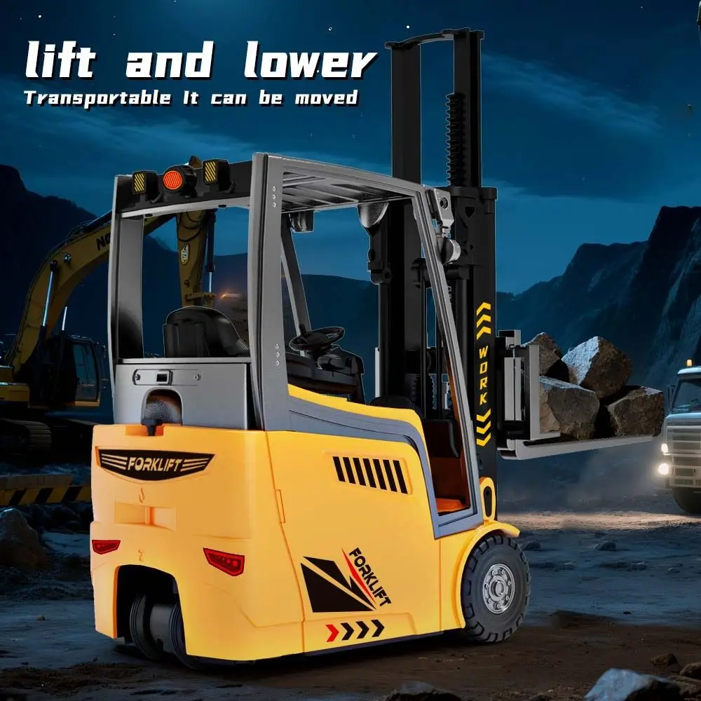 

Металлический пластиковый вилочный погрузчик с дистанционным управлением 1/16, желтый и серый транспортный автомобиль, коллекция игрушек, шестиканальный инженерный автомобиль, подарок