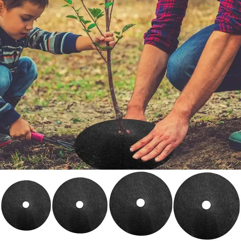 

Rings Tree Protector Mat 10pcs Non-Woven Tree Mulch Rings Round Anti Grass Gardening Fabric Cover For Weed Control Root