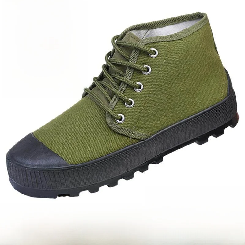 High-Top Canvas Shoes Men's Workwear Labor Protection Anti-Slip Wear-Resistant Military Training Shoes for Construction Site