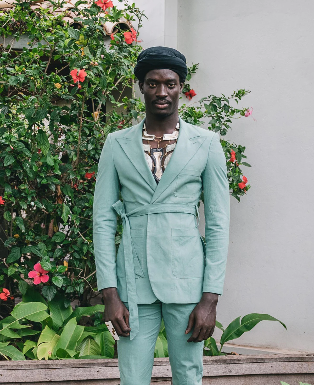 بدلة رجالية خضراء 2 قطعة سروال بليزر مع حزام بلغت ذروتها طية صدر السترة الأعمال الرسمية سليم صالح الزفاف العريس زي أوم مخصصة #3