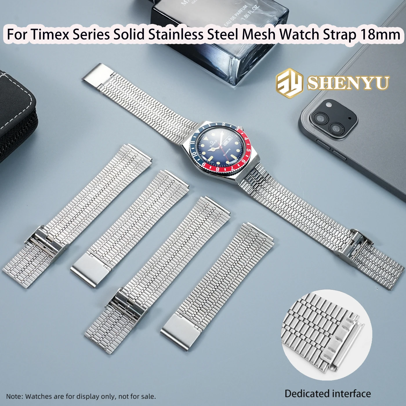 

Выпуклый ремешок 18 мм для Timex, металлический ремешок для часов в стиле ретро TW2T80700 TW2U61300, цепочка для часов с выпуклым интерфейсом, стальной ремешок, серебро 18