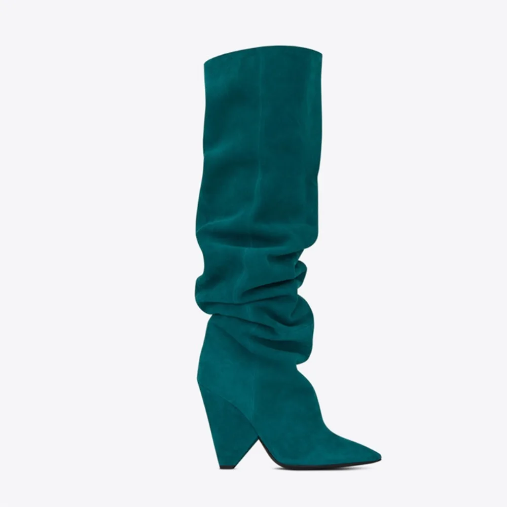 جديد مطوي وأشار حجم كبير الكعب العالي فوق الركبة عالية الفخذ أحذية عالية أحذية النساء Zapatos Mujer