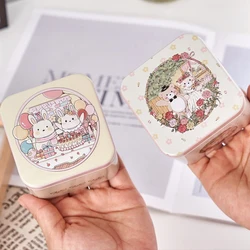 Candy Box Cartoon Bear Rabbit Pattern Good Sealing Vintage Gift Giving Portable Easter Cookie Gift Tins For Holiday