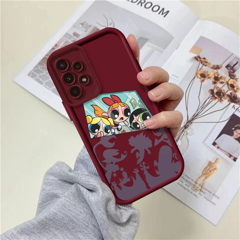 Cartoon Powerpuffs Girl Self For Samsung A73 A71 A54 A53 A52 A51 A33 A32 A21S A14 A13 A12 A25 A04 A05 5G Eye Ladder Soft