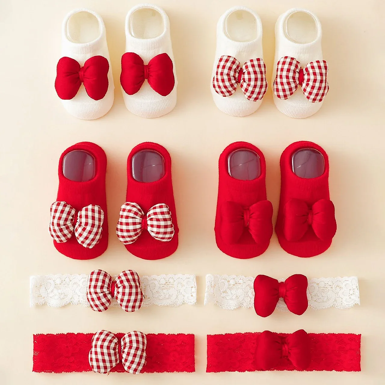 

Cute Bow Baby Headband Socks Set Sweet Infant Hair Bands Toddler Anti-slip Floor Socks Kids Hair Accessories