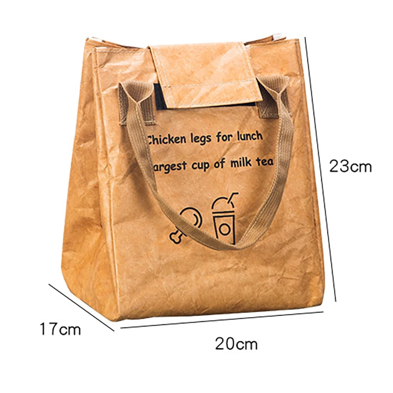 Insulated DuPont Paper Lunch Bag Foldable Reusable Leakproof Large Capacity Thermal Food Container for Work Outdoor Cooler