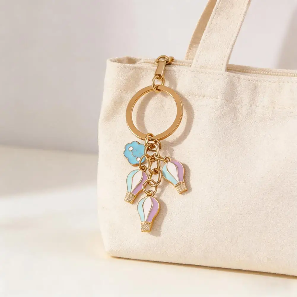 Glass Hot Air Balloon Keychain Unisex Key Holder Hot Air Balloon Keychain Charm Lightweight Zinc Alloy Accessory for Christmas