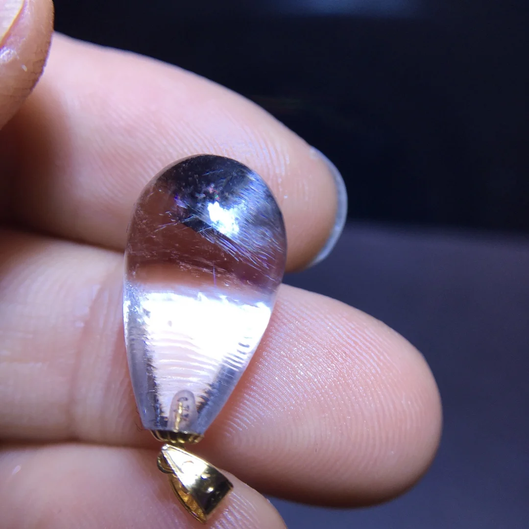 Natural Brookite Platinum Black Rutilated Quartz Pendant 18.3/10.8mm Women Men Bead Jewelry Fashion AAAAAA