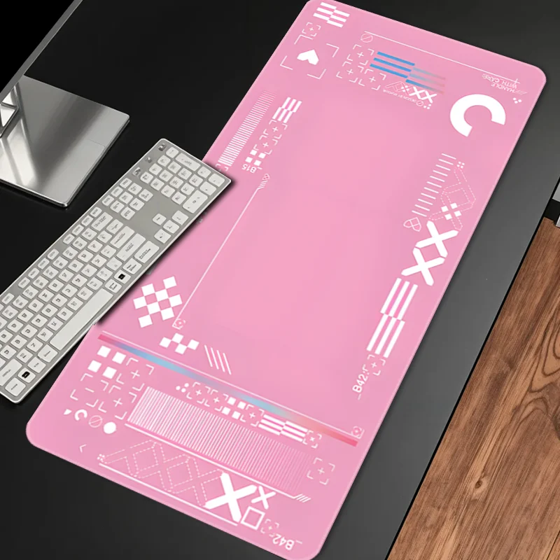 XXL gaming mouse pad rubber base with pink geometric abstract design is suitable for PC and office accessories with HD printing