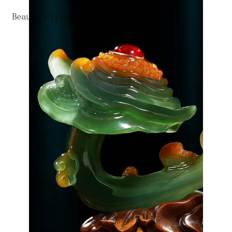 1PCS 33cm resin handmade retro Chinese jade Ruyi decoration for home living room wine cabinet front desk decoration