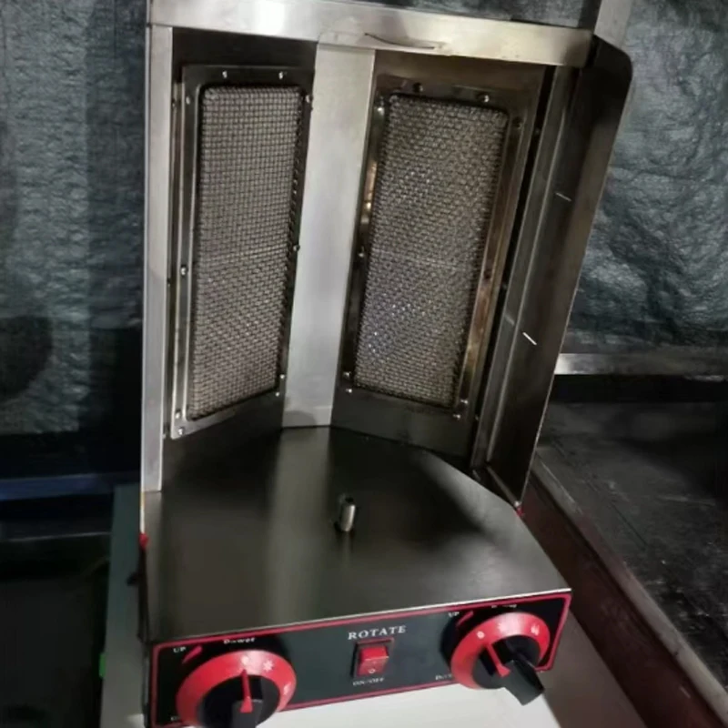 Commercial Turkish BBQ Machine 2 Burners Gas Broiler Chicken Barbecue Grills Automatic Rotating Vertical Shawarma Machine
