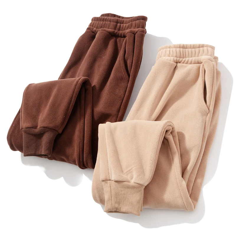 

Удобные двусторонние повседневные спортивные брюки из утолщенного орлона для мужчин и женщин, простые модные брюки с высокой талией, прямые штанины, фасон Харлан...