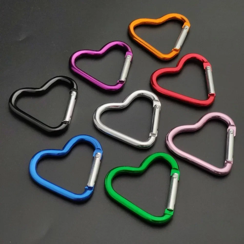 1PC Heart Shaped Camping Outdoor Carabiner Climbing Locking Clasp Keychain Multi Survival Gear Clip Spring Hook Travel Kit