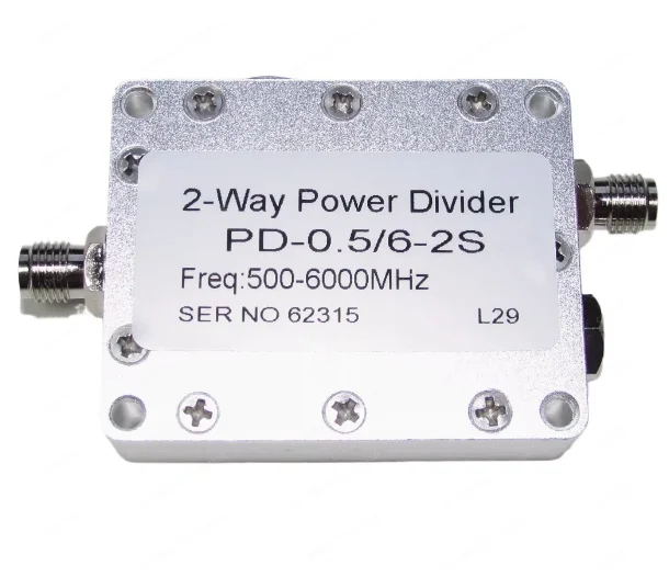 

PD-0.5/6-2S 0.5-6GHz 30W SMA RF 1/2 power splitter, impedance 50 ohm, insertion loss ≤ 1.0dB