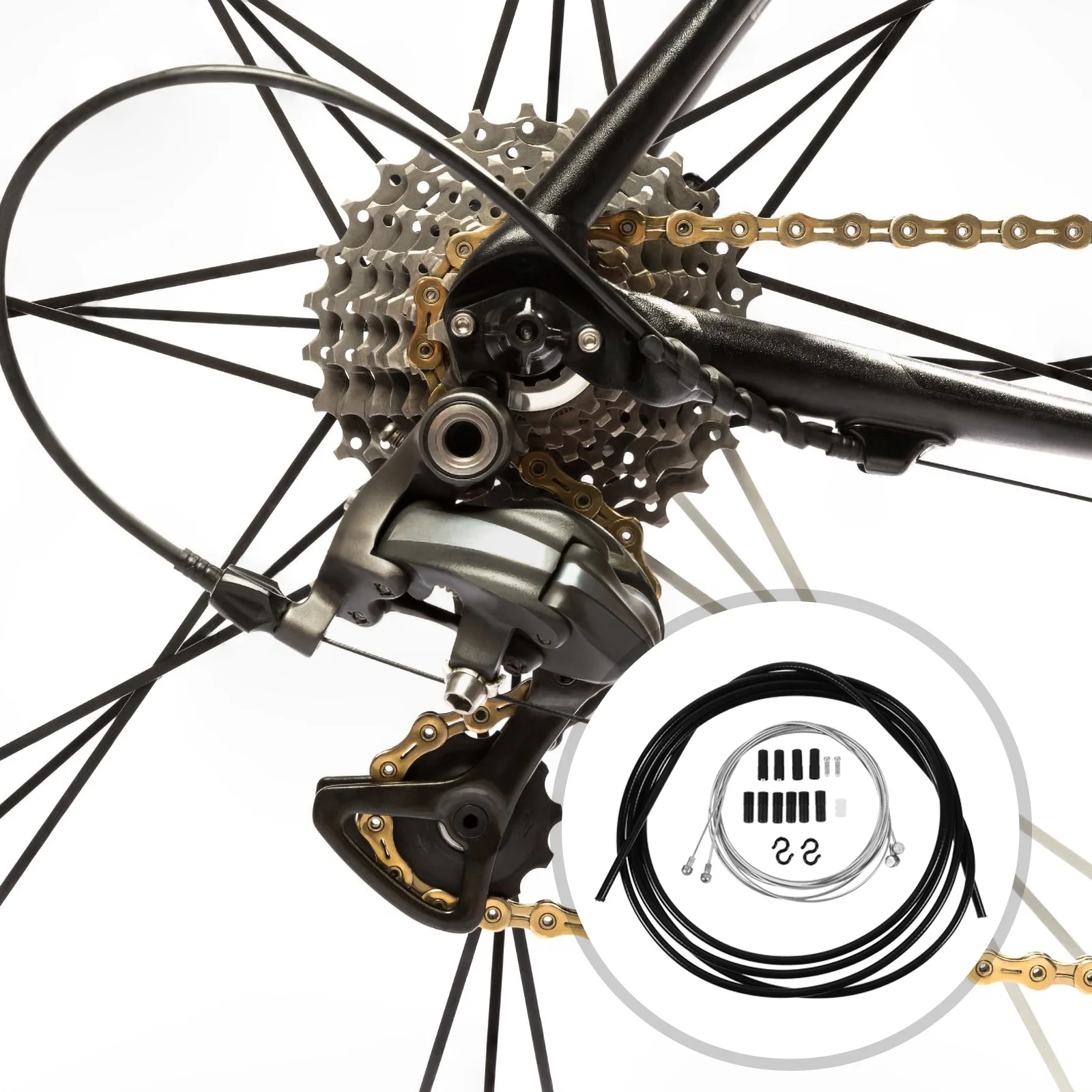 1 مجموعة 1 مجموعة Derailleur كيت الدراجة Derailleur كابل ل كابل فرامل يد الطريق الجبلية للطي الدراجة استبدال الإسكان دائم