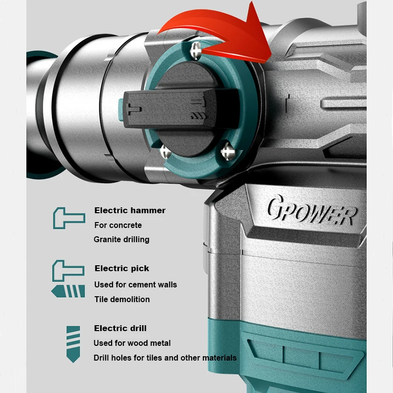 220V Rotary Electric Hammer Drill Concrete Perforator 1200W Electric Hammer/Drill/Electric Pick For Demolition Concrete Slotting