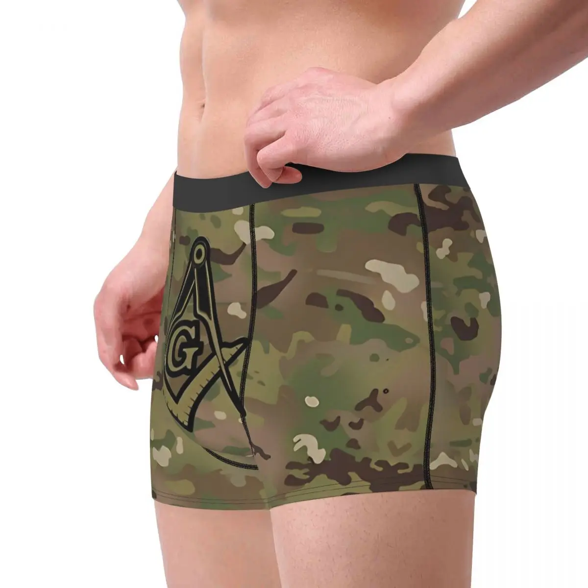 Humor Boxer Shorts Panties Men Military Square Compass Masonic Freemason Underwear Soft Underpants for Homme S-XXL