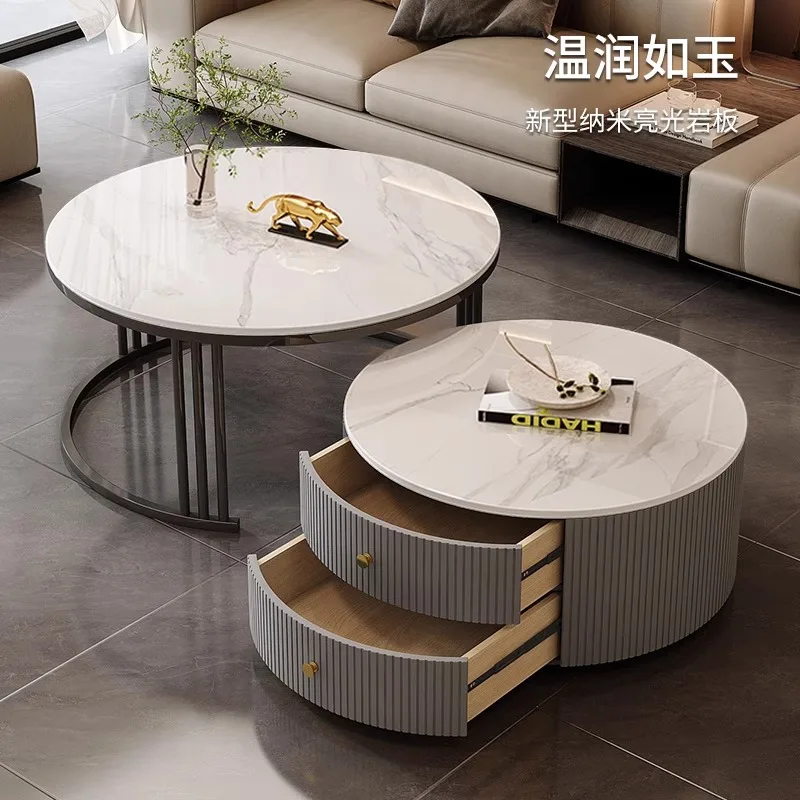 Coffee table living room 2024 new home light luxury high-end marble minimalist small apartment coffee table