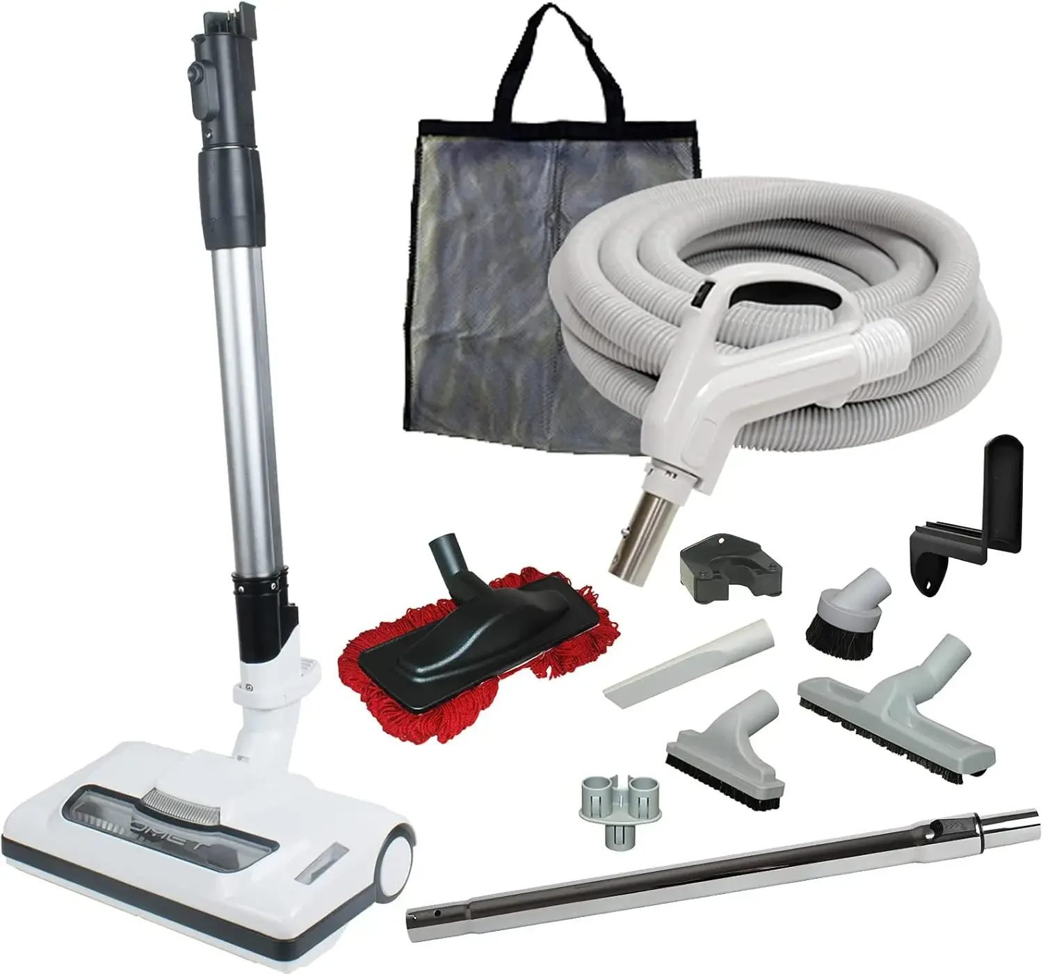 Comet Central Vacuum Attachment Kit with Hose, Power Head & Tools - Works with All Brands of Central Vacuum Units