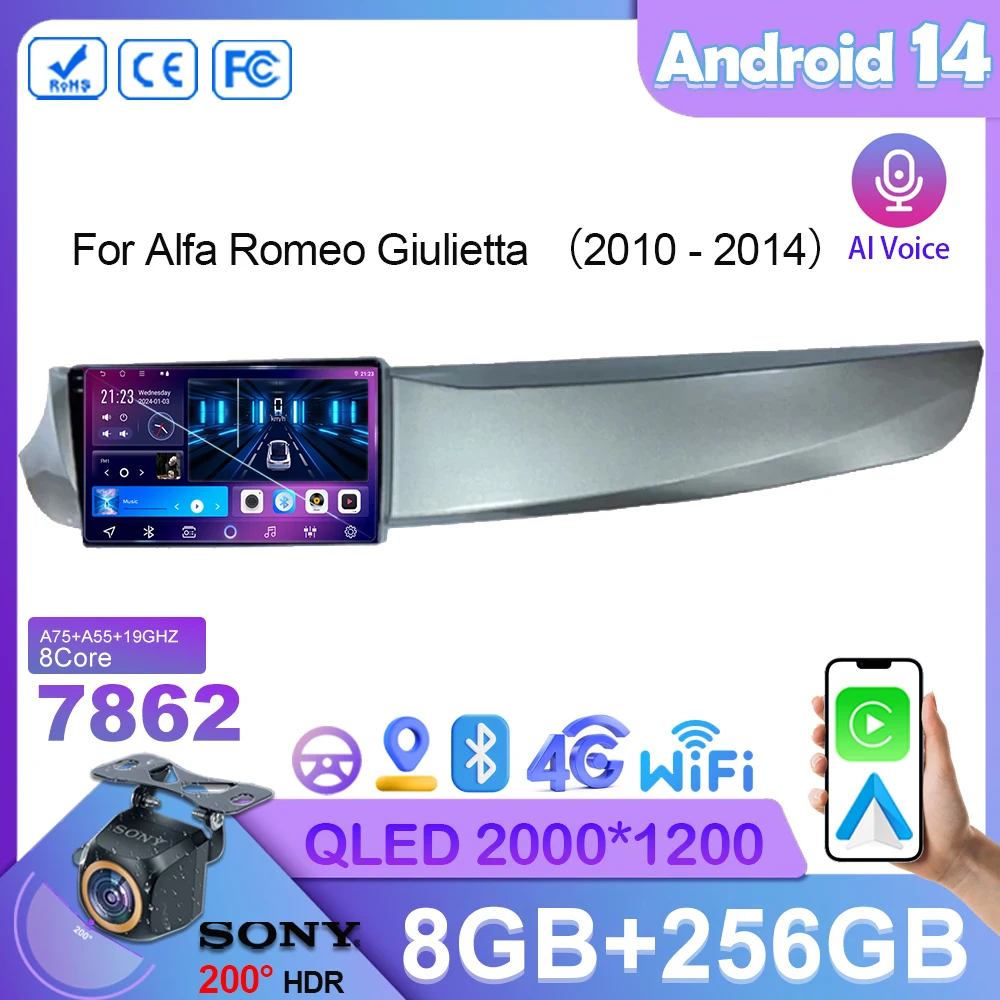 

Android 14 For Alfa Romeo Giulietta 2010 - 2014 CPU Monitor Screen Multimedia Video Navigation Stereo 2 Din GPS WIFI