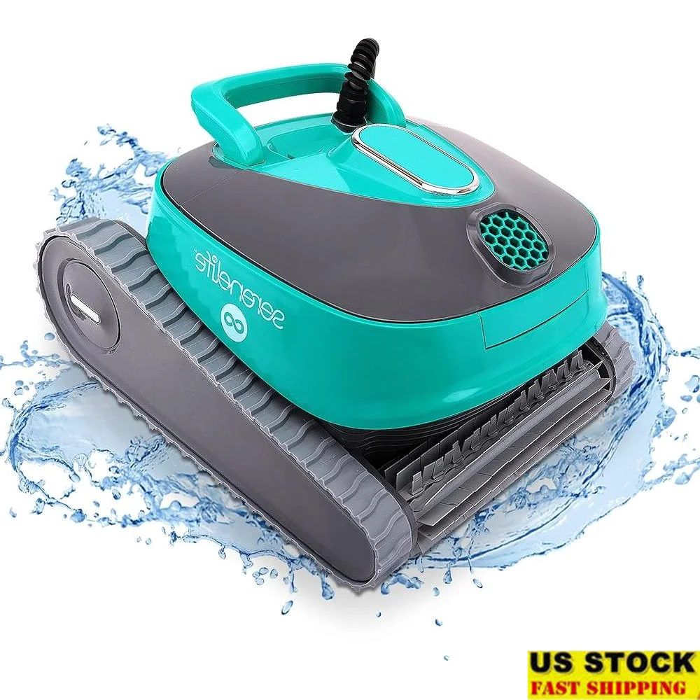 Robotic Pool Cleaner Automatic Vacuum 3 Motor Dual Brushes Wall Climbing Energy Efficient 50ft Coverage Indoor Outdoor