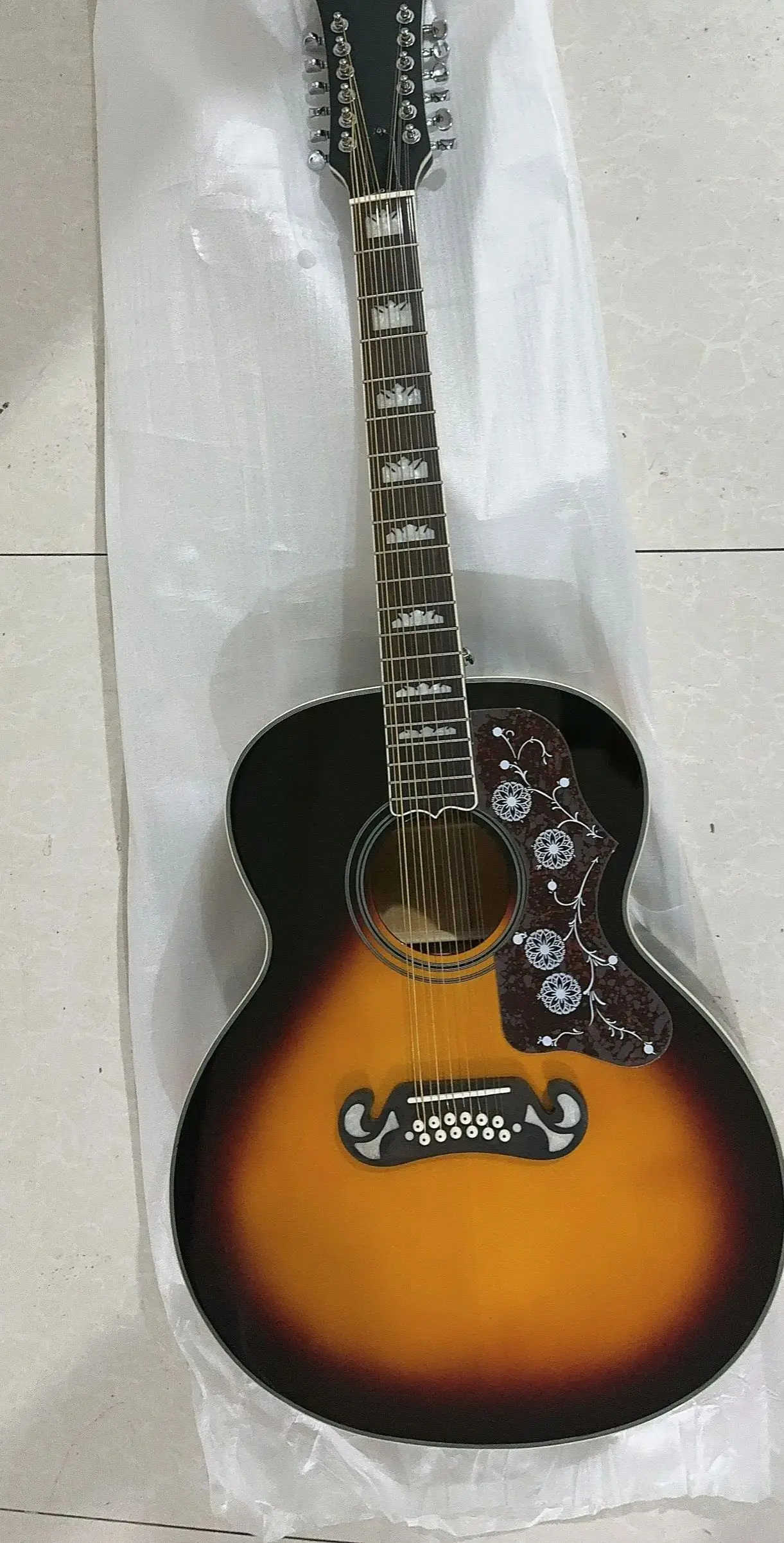 In Stock 12 String Acoustic Electric Guitar Fishma SJ200 Brand NEW J200 Model Sunburst 240430