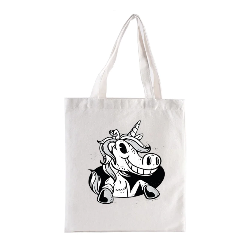 Unicorne Unicorn Gift Idea Literary Books Bag Graphic Print Shopping Bags Funny Totebag Fashion Women's Handbags for Women Tote