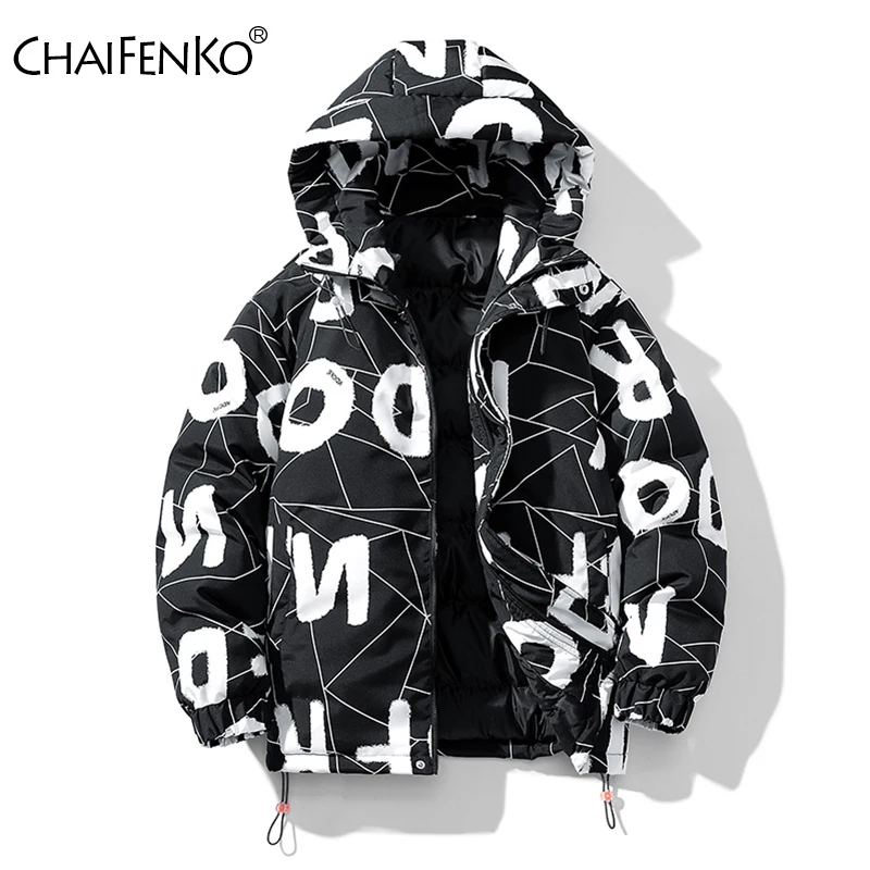 Men Thicken Casual Versatile Coat Winter Loose Keep Warm Comfortable Ventilate Jacket New Fashion Letter Windproof Hooded Parka