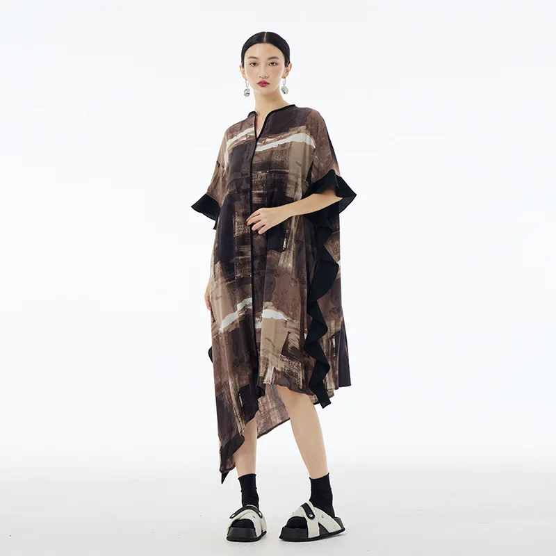 Tannt Vrouwen Jurk Mouwloze Kleur Bijpassende Afdrukken Jurken Voor Vrouwen 2023 Nieuwe Zomer Mode Lange Losse Shirt Jurken