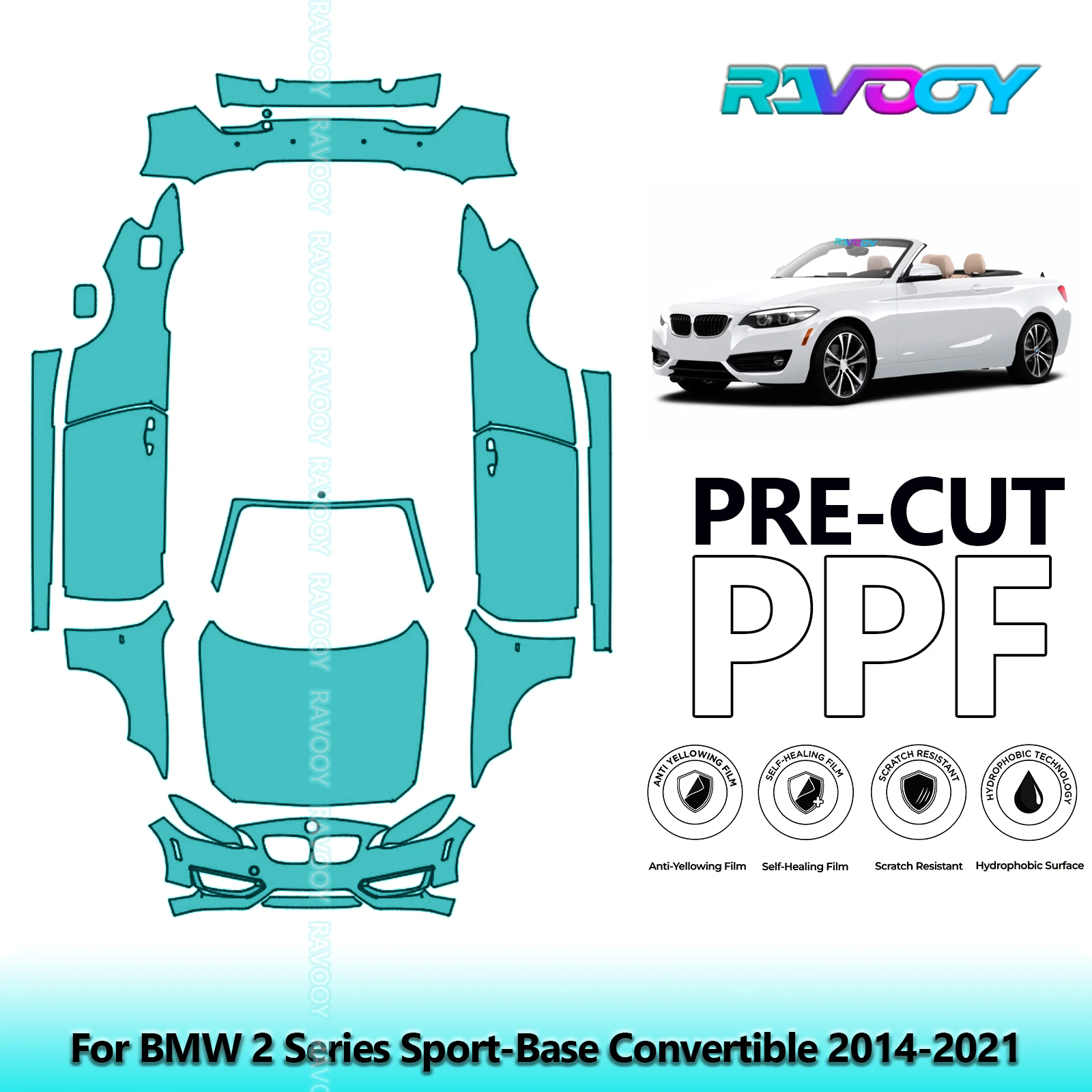 

8.5Mil Precut PPF Kit Full Vehicle For BMW 2 Series Sport-Base Convertible 2014-2021 Paint Protection Film