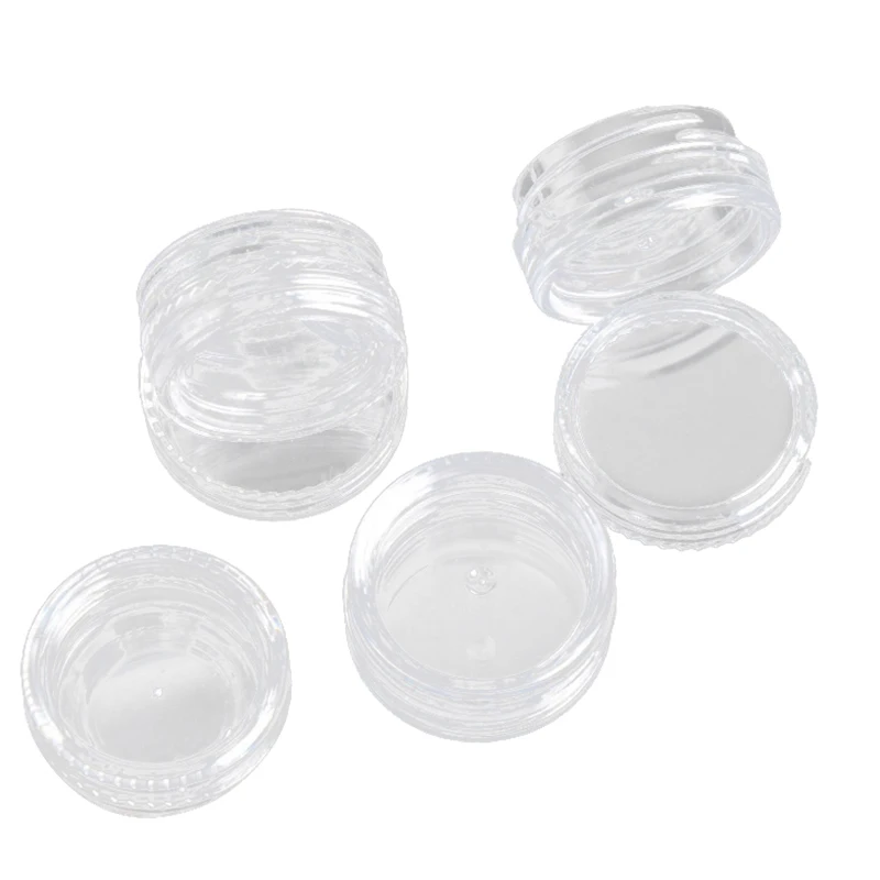 10Pcs Sample Clear Cream Jar Mini Cosmetic Bottles Containers Transparent Pot For Nail Arts Small Clear Can Tin For Balm