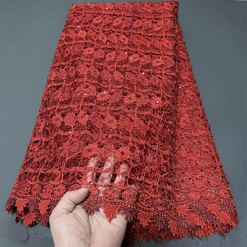 

Latest 2025 African Nigerian High-Quality Tulle Lace Fabric with Embroidery 5 Yards for Prom Dresses Sequin Sewing ZJ111