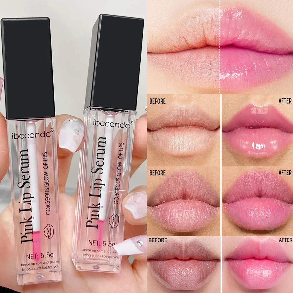 Natuurlijke Roze Serumlippen Roze Vers Verwijderen Donkere Lipgloss Verlichting Lipgloss Crème Balsem Reparatie Fijne Lijn Helderder Lip Exfoliator