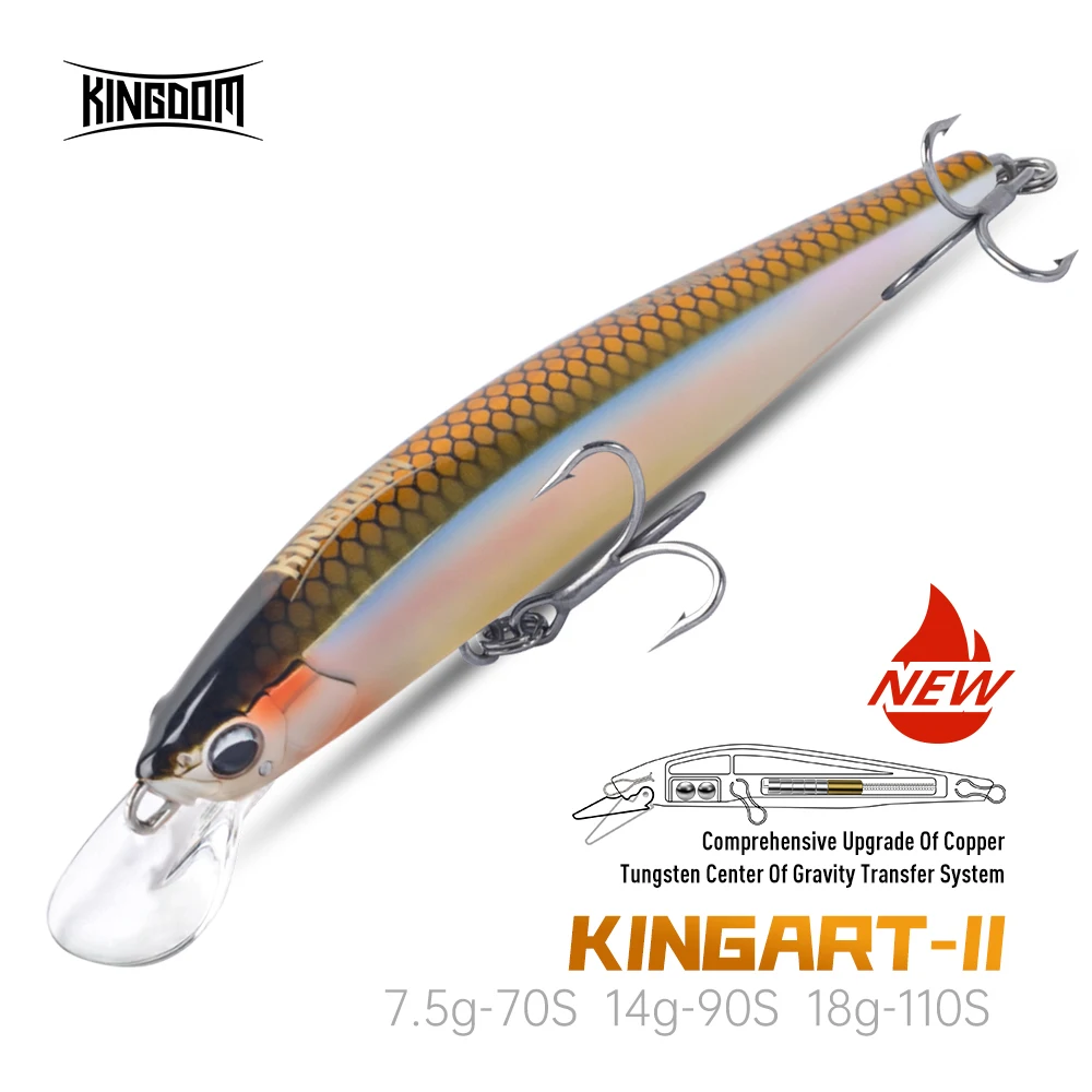 Kingdom Kingart-II Artificial Sinking Minnow Fishing Lure 7.5g 14g 18g 70mm 90mm 110mm Long Casting Jerkbaits Hard Bait Sea Bass