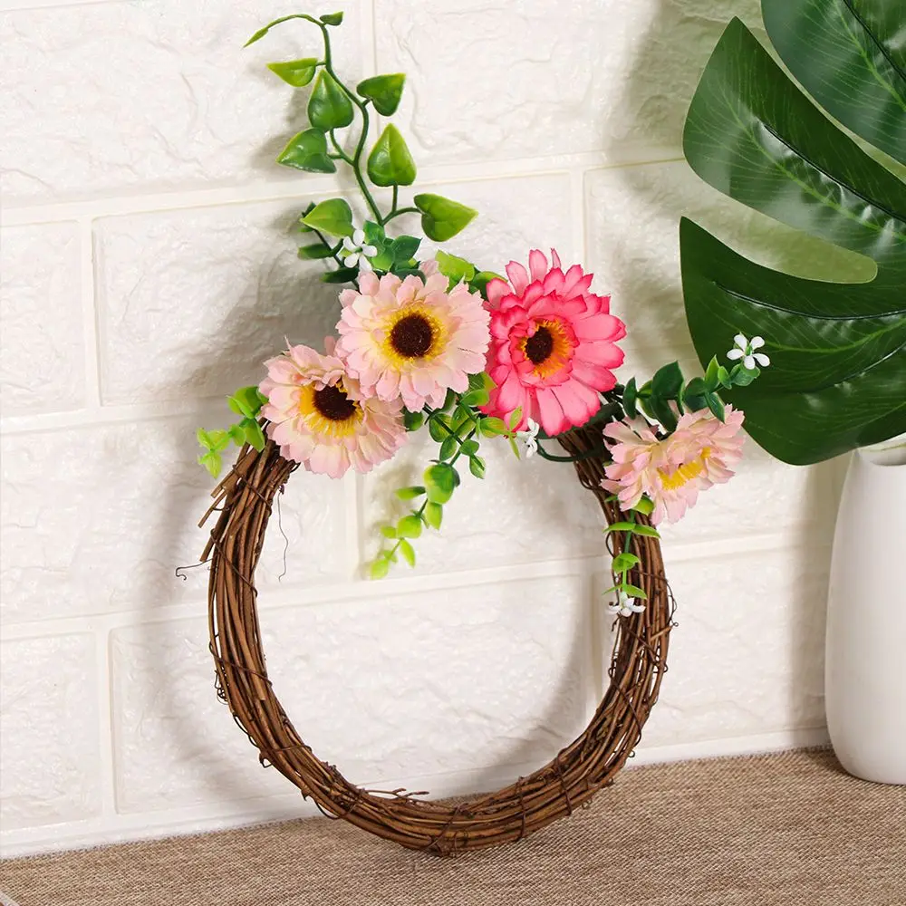 10-30cm Christmas Rattan Ring Heart Star Natural Rattan Festive Shop Window Door Hanging Wreaths Wedding Favors