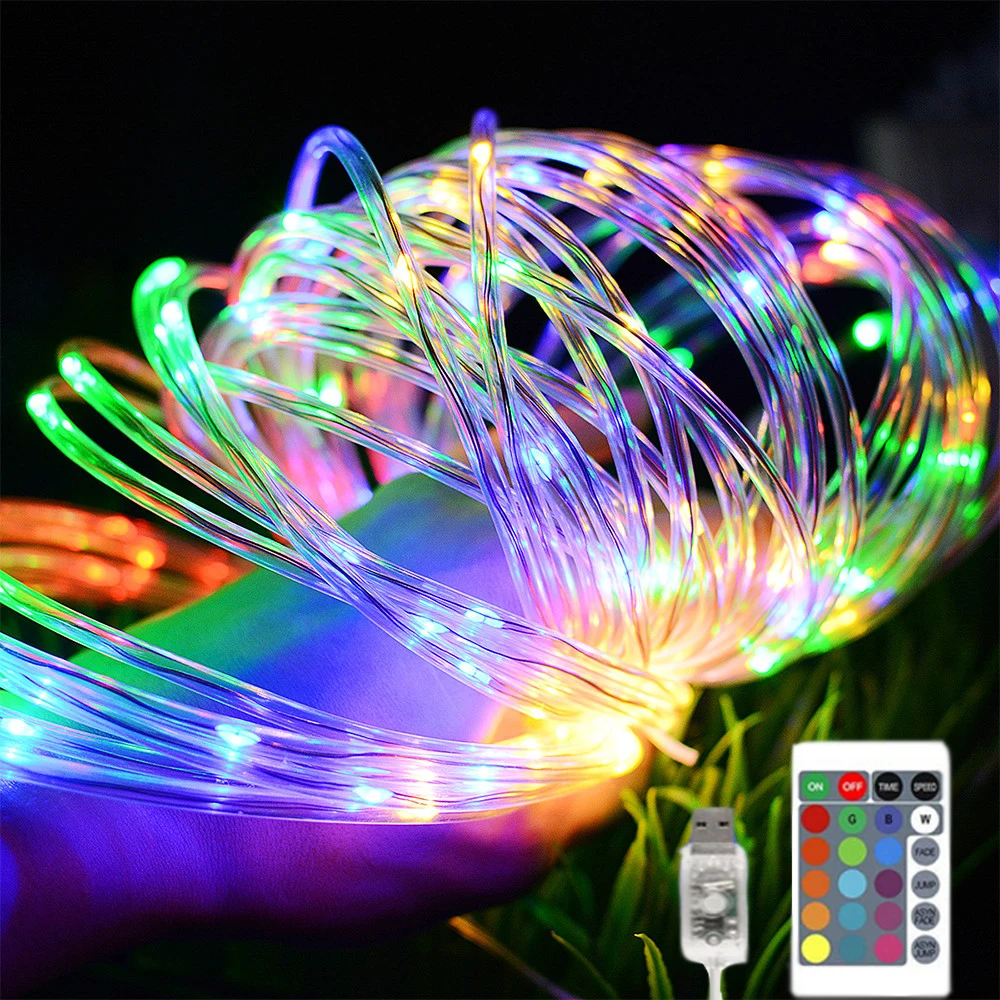 RGB LED Licht Schlauch 5m 10m 20m USB Fee LED String + Fernbedienung Wasserdichte Girlande Licht für Weihnachten Neue Jahr Garten Decor