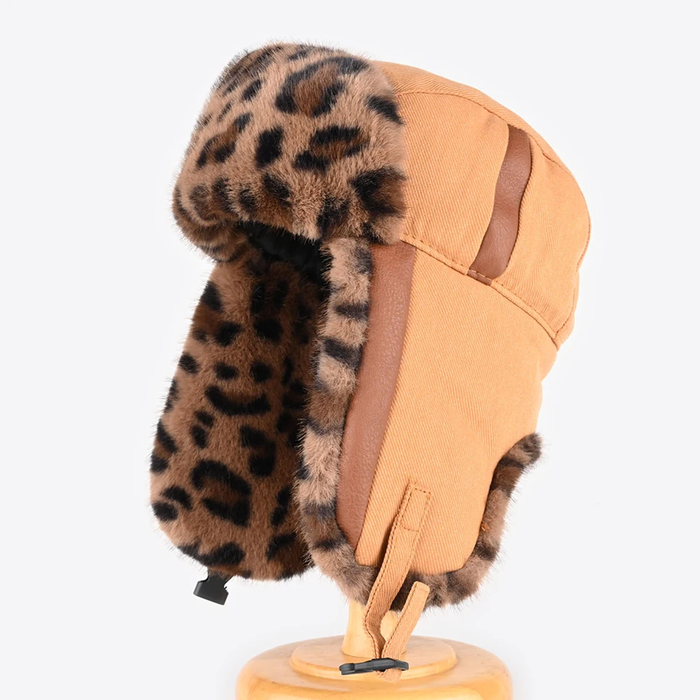 

2025 Fashion Leopard Bomber Hats Trapper Pilot Hat For Men Women Windproof Earflap Ski Cap Warm Ushanka Caps Winter Hat gorros