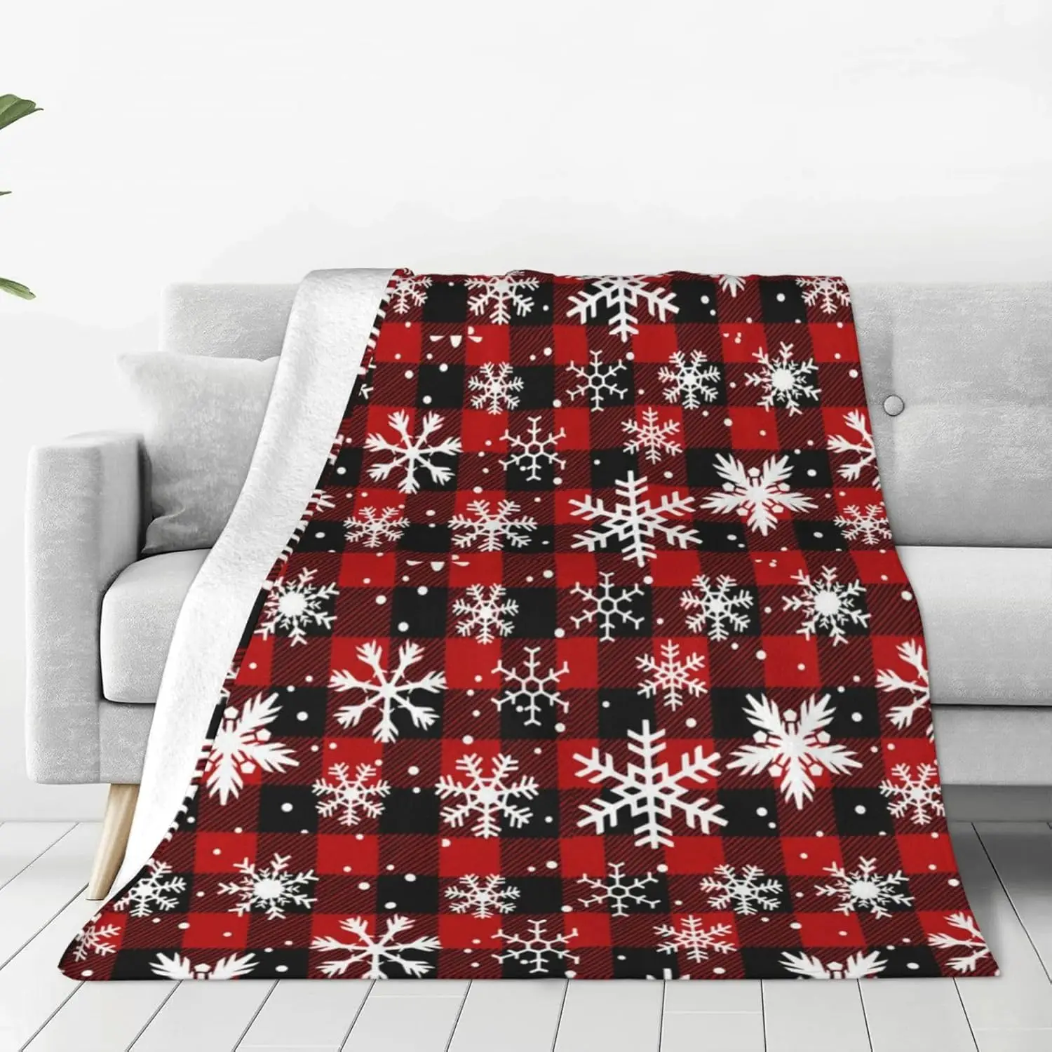 

Christmas Red Plaid Fleece Blanket Ultra Soft Plush Cozy Xmas Home Decor Throw Blanket for Bed Sofa Couch x