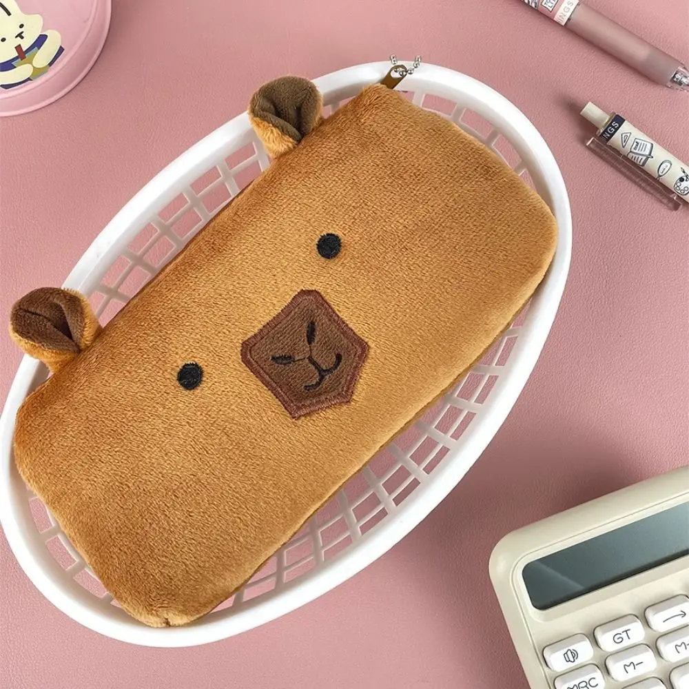 Cartoon Plush Pen Bag Capybara Toy Large Capacity Storage Bag Multifunctional Pencil Case Gift