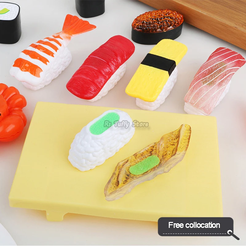 13pcs/Set Plastic Simulational Cut Sushi Seafood Food Pretend Toy Reusable Kitchen Cooking Toys Kids Play House Set Girl Gift